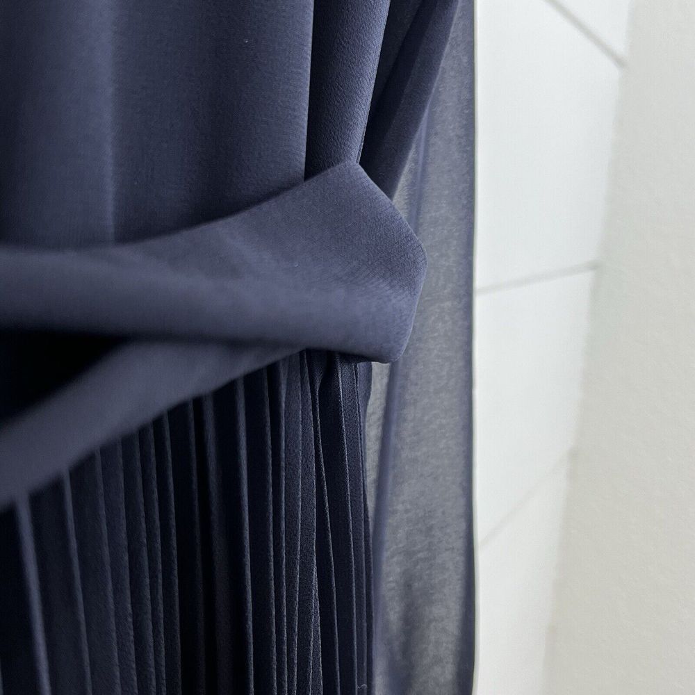 Badgley Mischka Collection Long Sleeve Pleated Wrap Gown Maxi Dress Midnight 4 - Picture 11 of 11